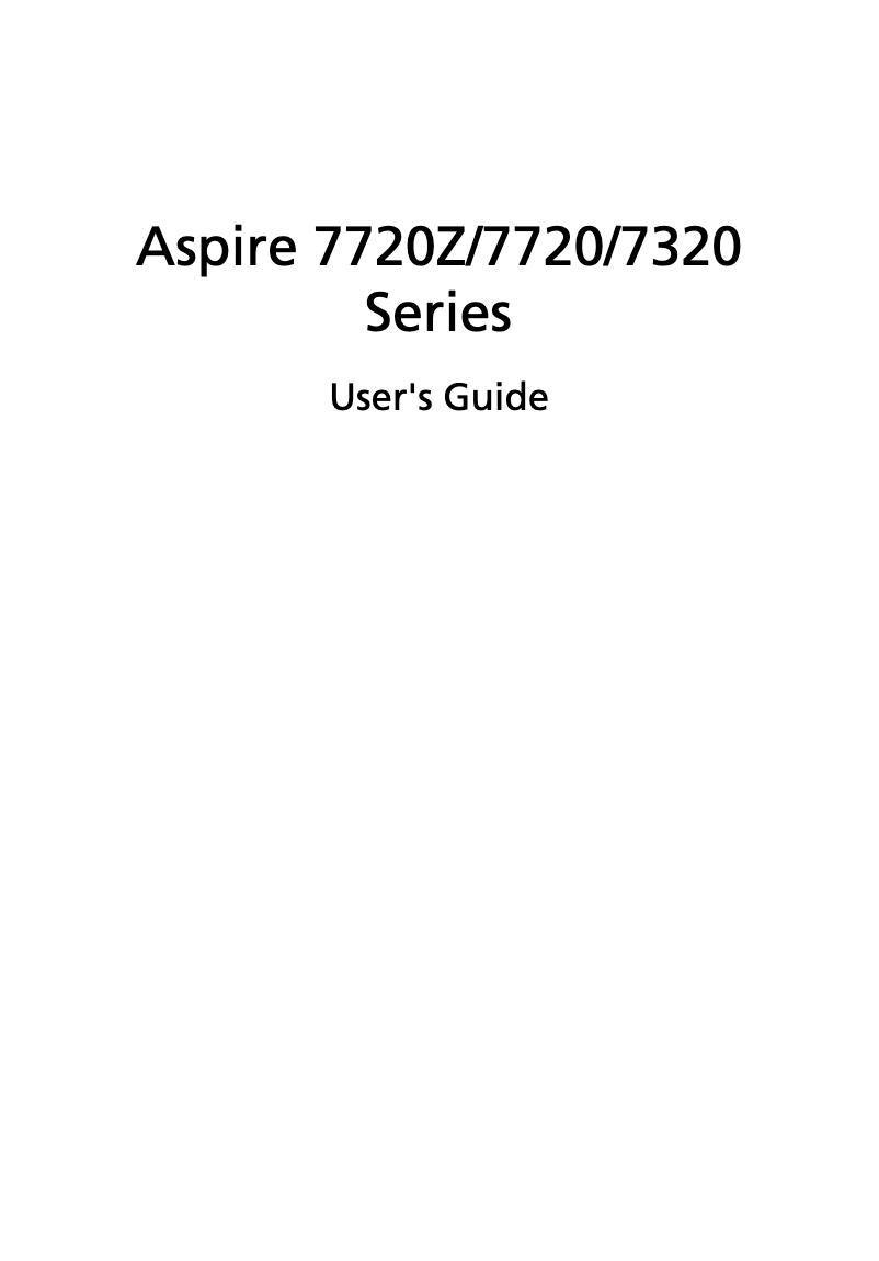 Page n°1 - Manuel utilisateur Acer Aspire 7720G