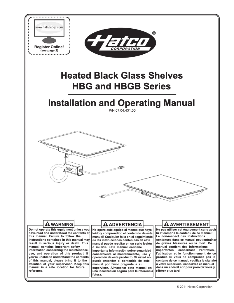 Page n°1 - Manuel utilisateur Hatco HBG-2418