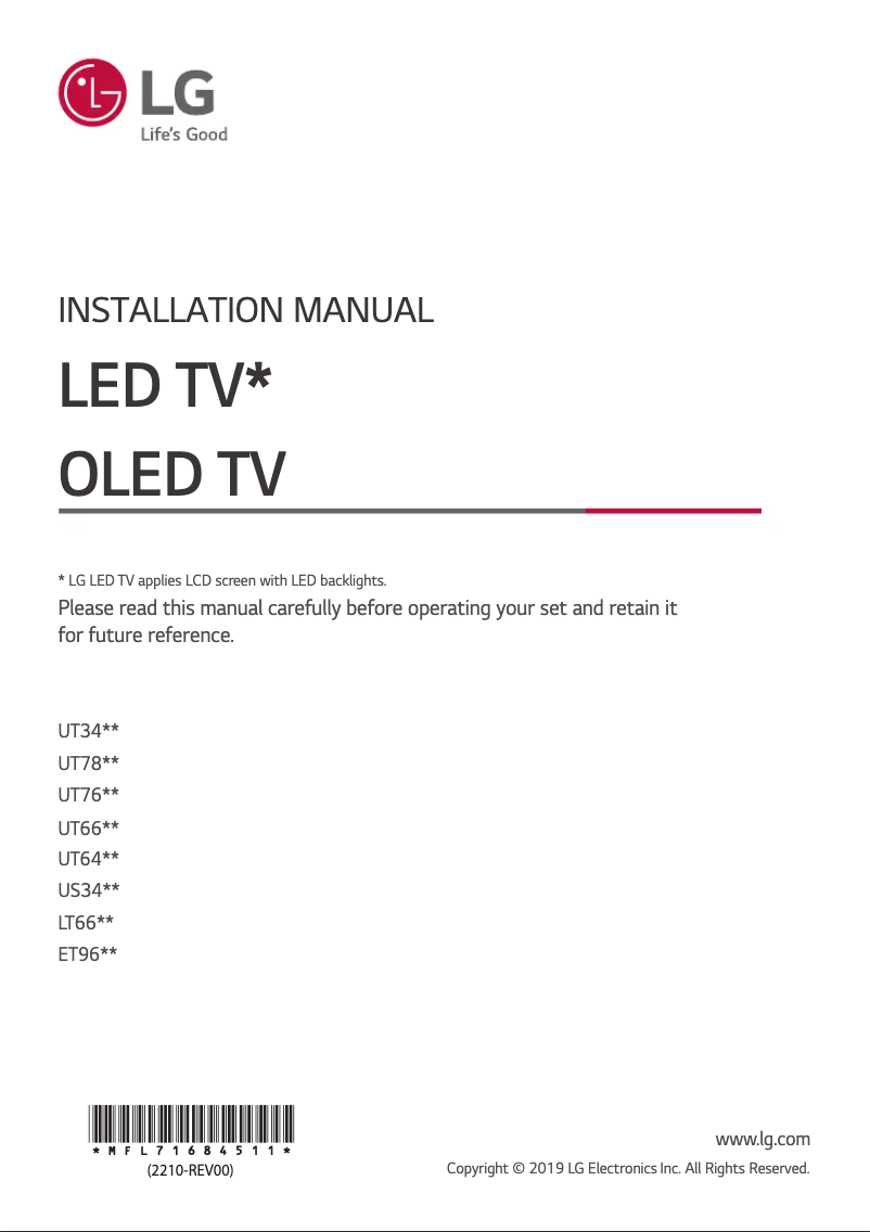 Page n°1 - Manuel utilisateur LG 65UT640S0ZA