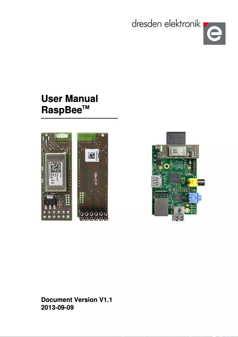 Page 1 de la notice Manuel utilisateur Dresden Elektronik RaspBee