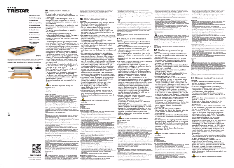 Page 1 de la notice Manuel utilisateur TriStar BP-2786