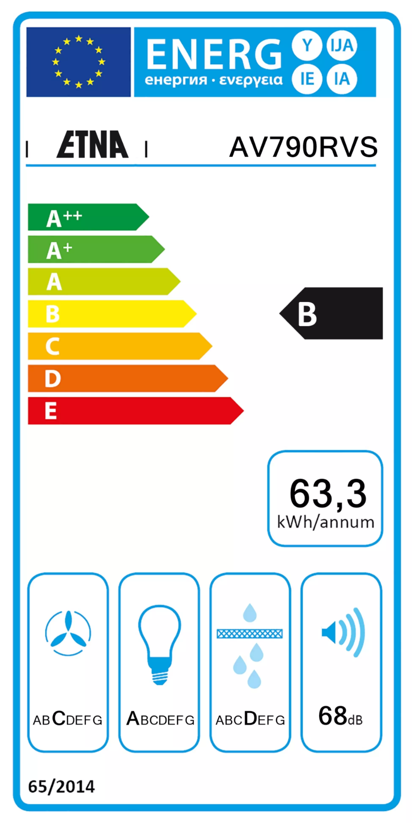 Page 1 de la notice Label énergétique Etna AV790RVS