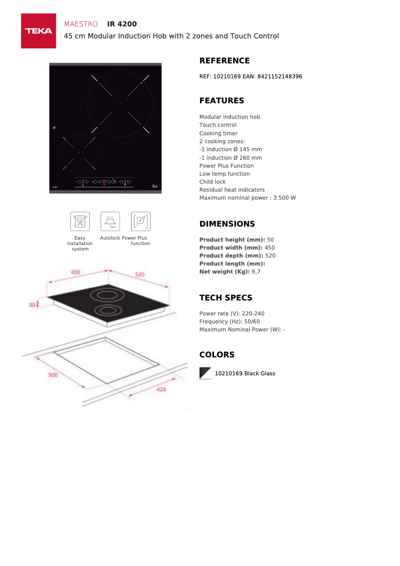Page n°1 - Fiche technique Teka IR 4200