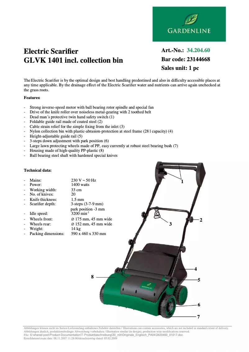 Página 1 del manual Manual de usuario Gardenline GLVK 1401