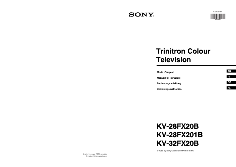 Page 1 de la notice Manuel utilisateur Sony KV-32FX20B