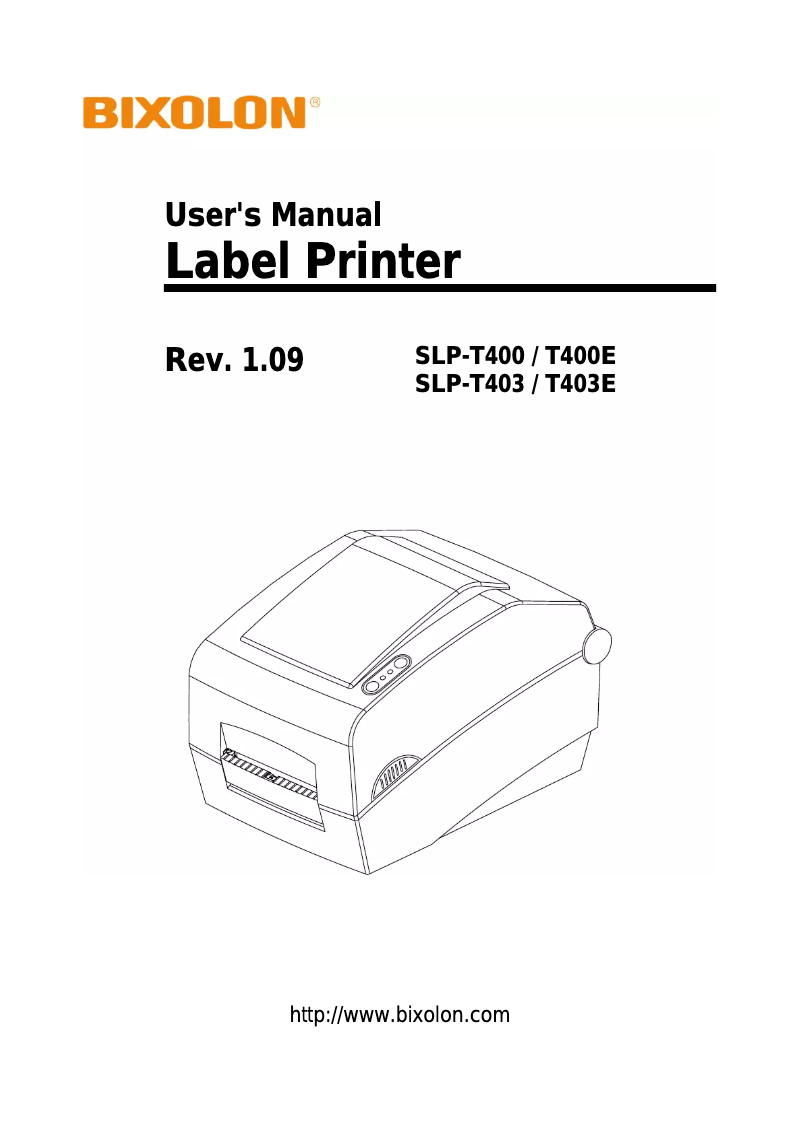 Page 1 de la notice Manuel utilisateur Bixolon SLP-T403E