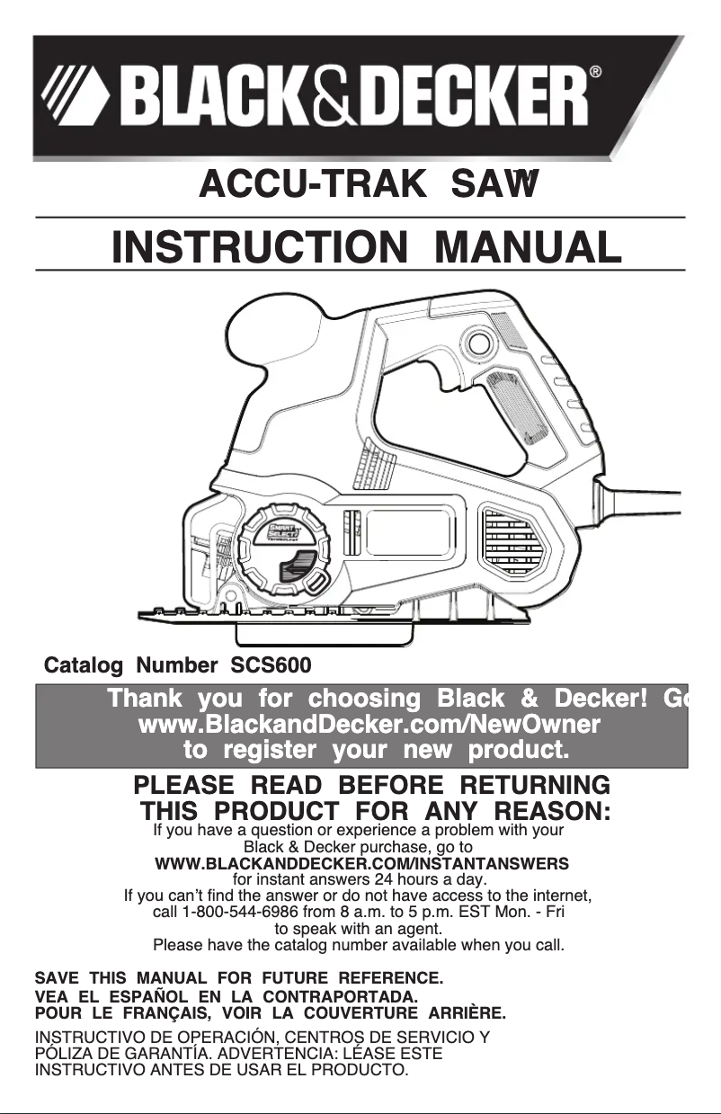 Page n°1 - Manuel utilisateur Black & Decker SCS600