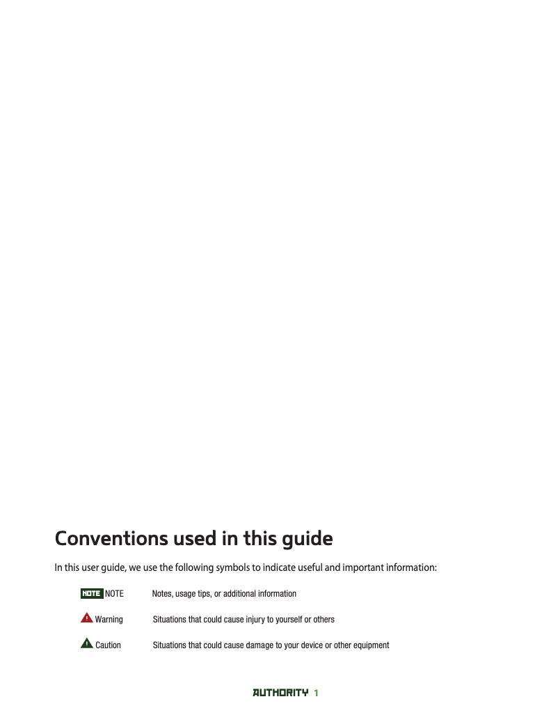 Image de la première page du manuel de l'appareil Authority