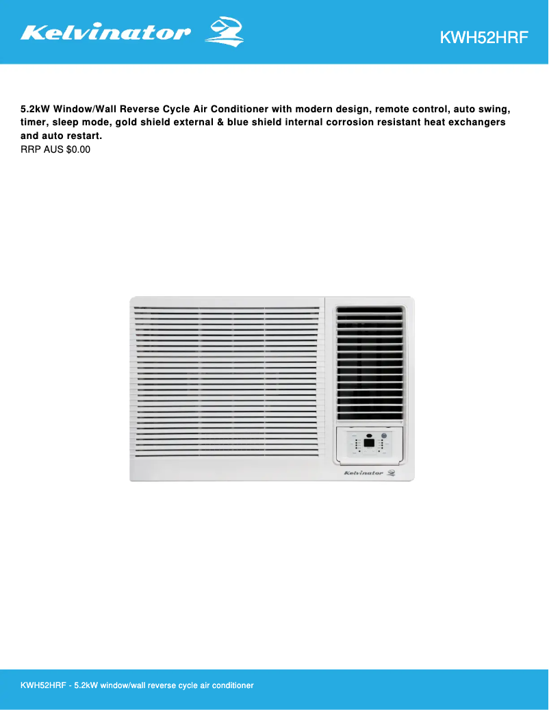 Page n°1 - Fiche technique Kelvinator KWH52HRF