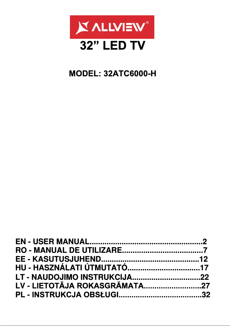 Page 1 de la notice Manuel utilisateur Allview 32ATC6000-H