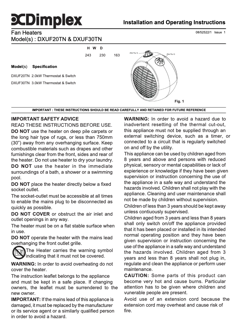 Image de la première page du manuel de l'appareil DXUF30TN