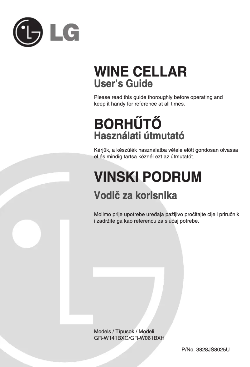 Page 1 de la notice Manuel utilisateur LG GR-W141BXG