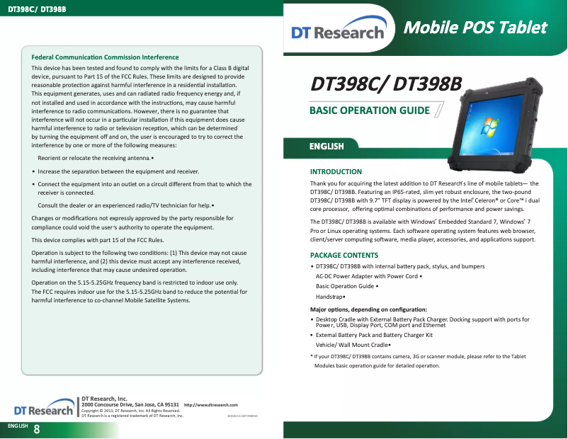 Page n°1 - Manuel utilisateur DT Research DT389C