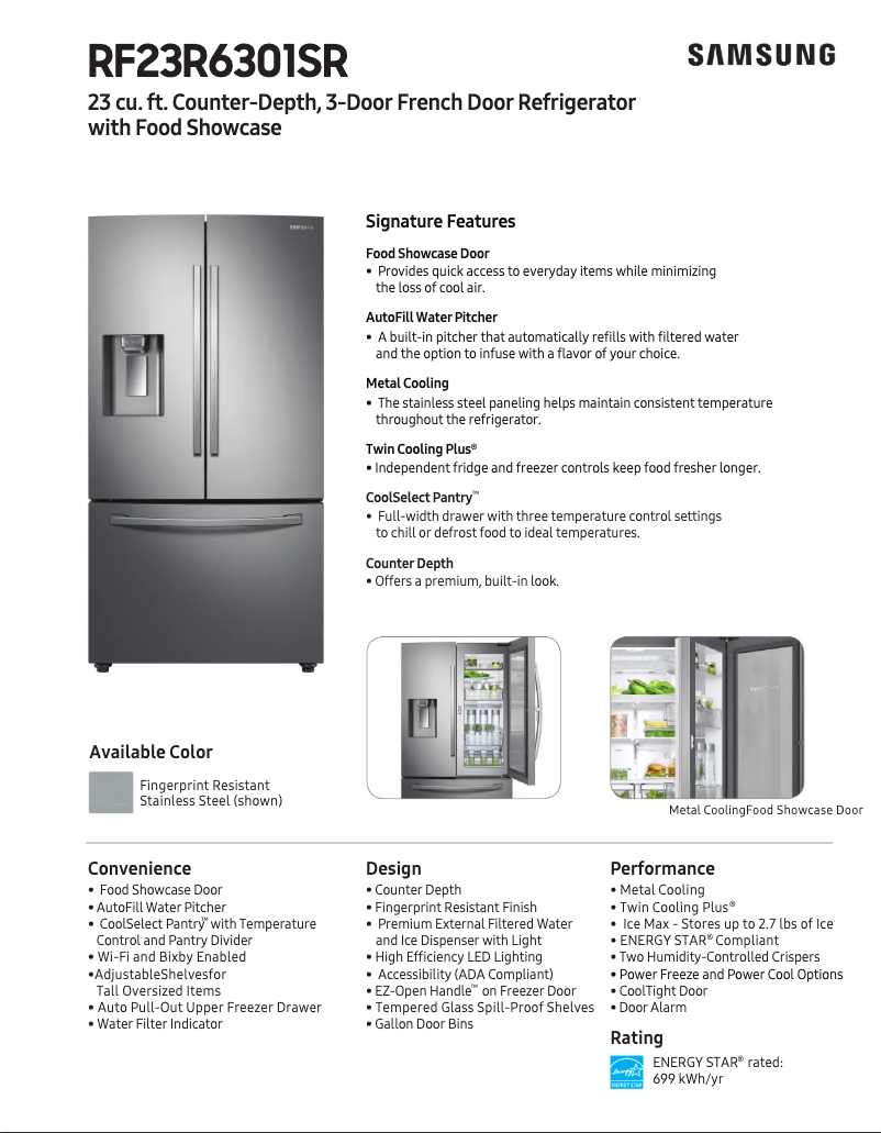 Página 1 del manual Ficha técnica Samsung RF23R6301SR