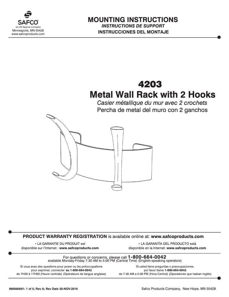 Page n°1 - Manuel utilisateur Safco 4203
