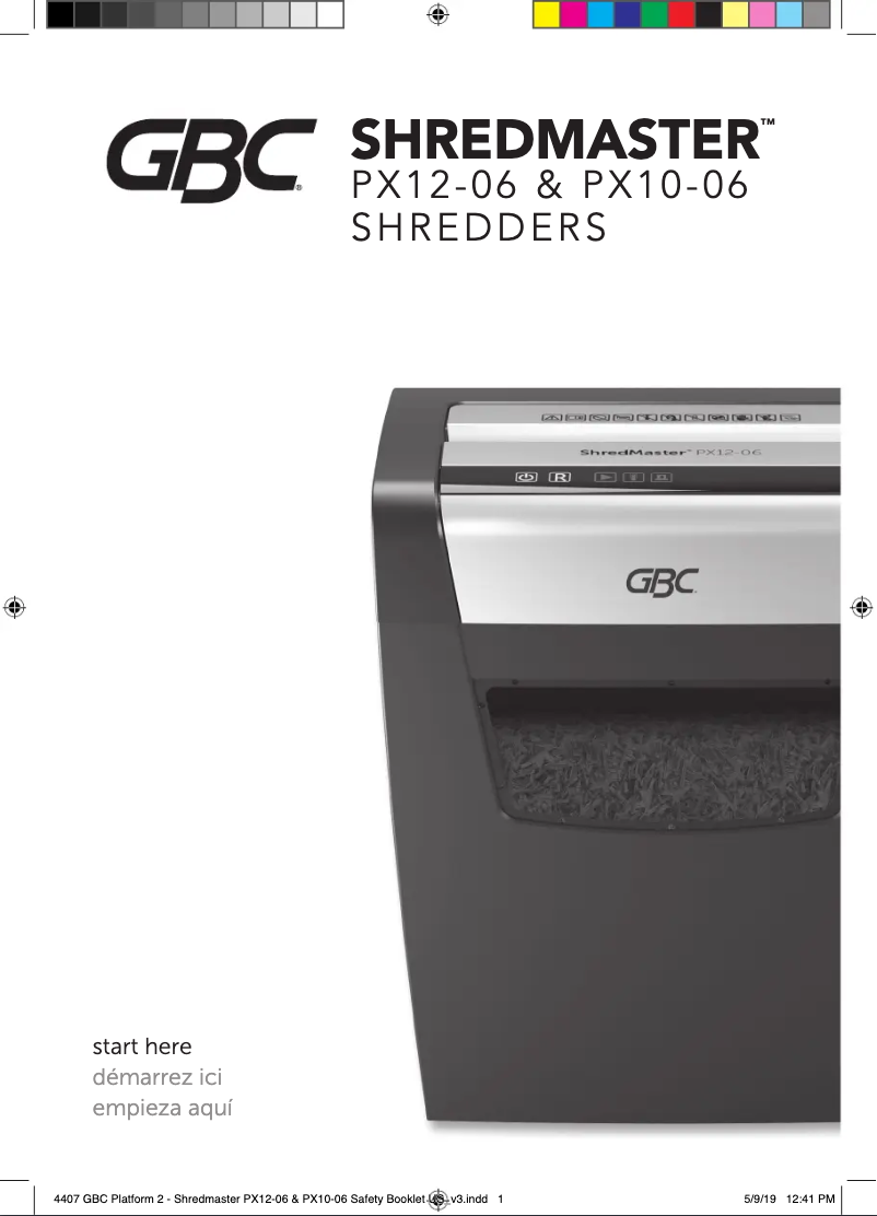 Image de la première page du manuel de l'appareil ShredMaster PX10-06