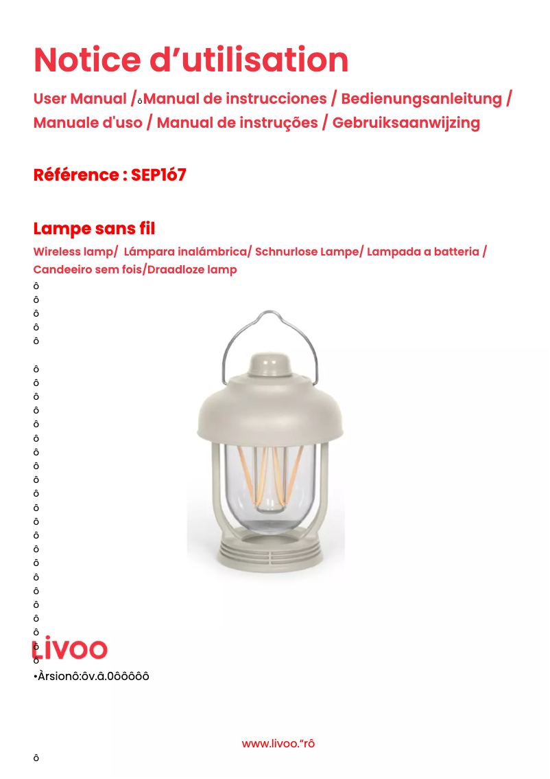 Image de la première page du manuel de l'appareil SEP147