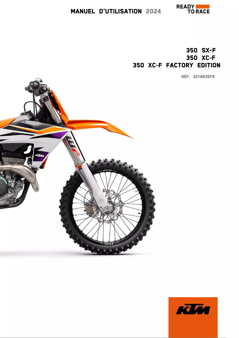Page 1 de la notice Manuel utilisateur KTM 350 XC-F Factory Edition (2024)