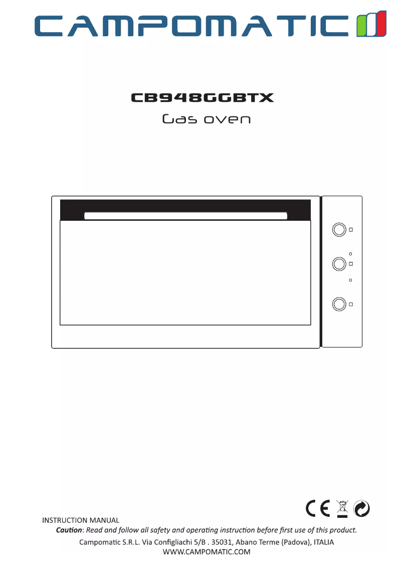 Page 1 de la notice Manuel utilisateur Campomatic CB948GGBTX