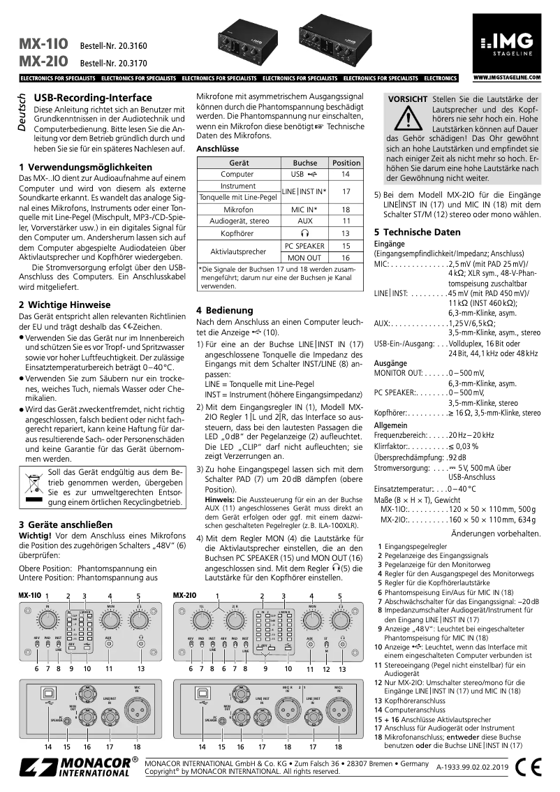 Image de la première page du manuel de l'appareil MX-1IO