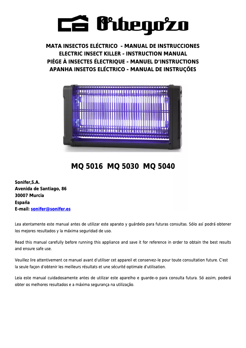 Page n°1 - Manuel utilisateur Orbegozo MQ 5016