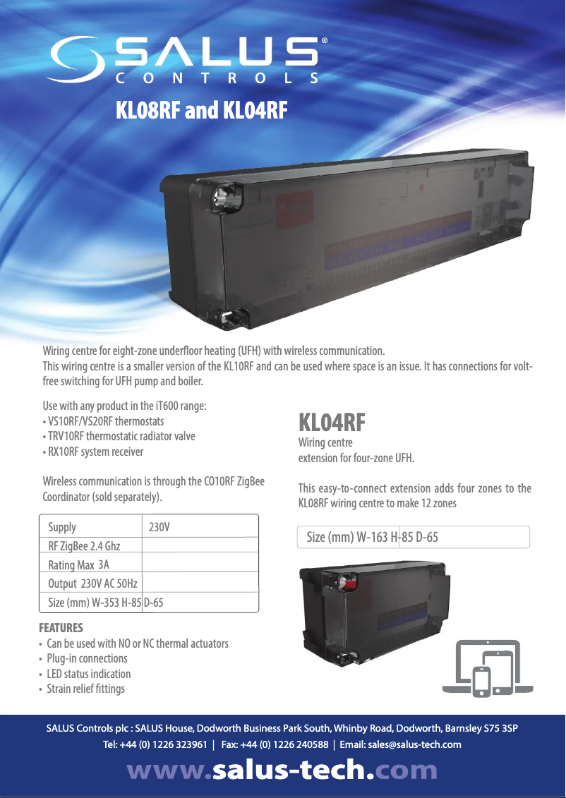 Página 1 del manual Ficha técnica Salus KL08RF