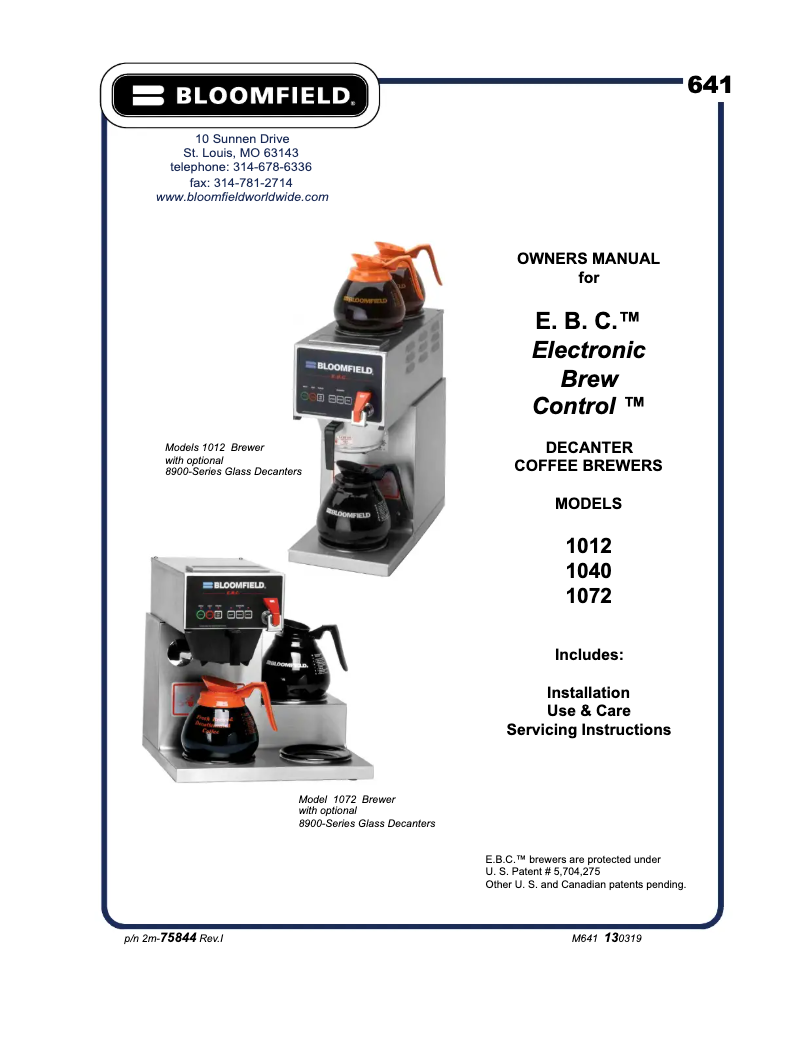 Image de la première page du manuel de l'appareil E.B.C. 1012