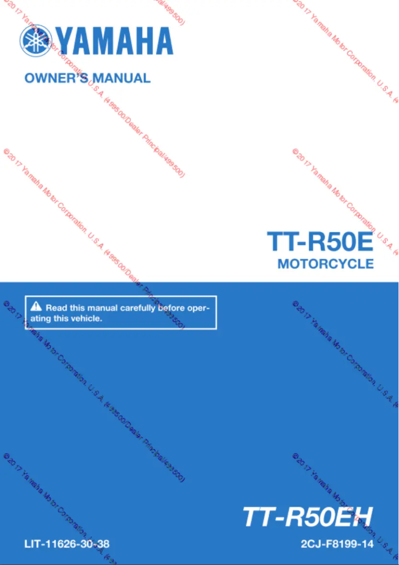 Page 1 de la notice Manuel utilisateur Yamaha TT-R50E (2017)
