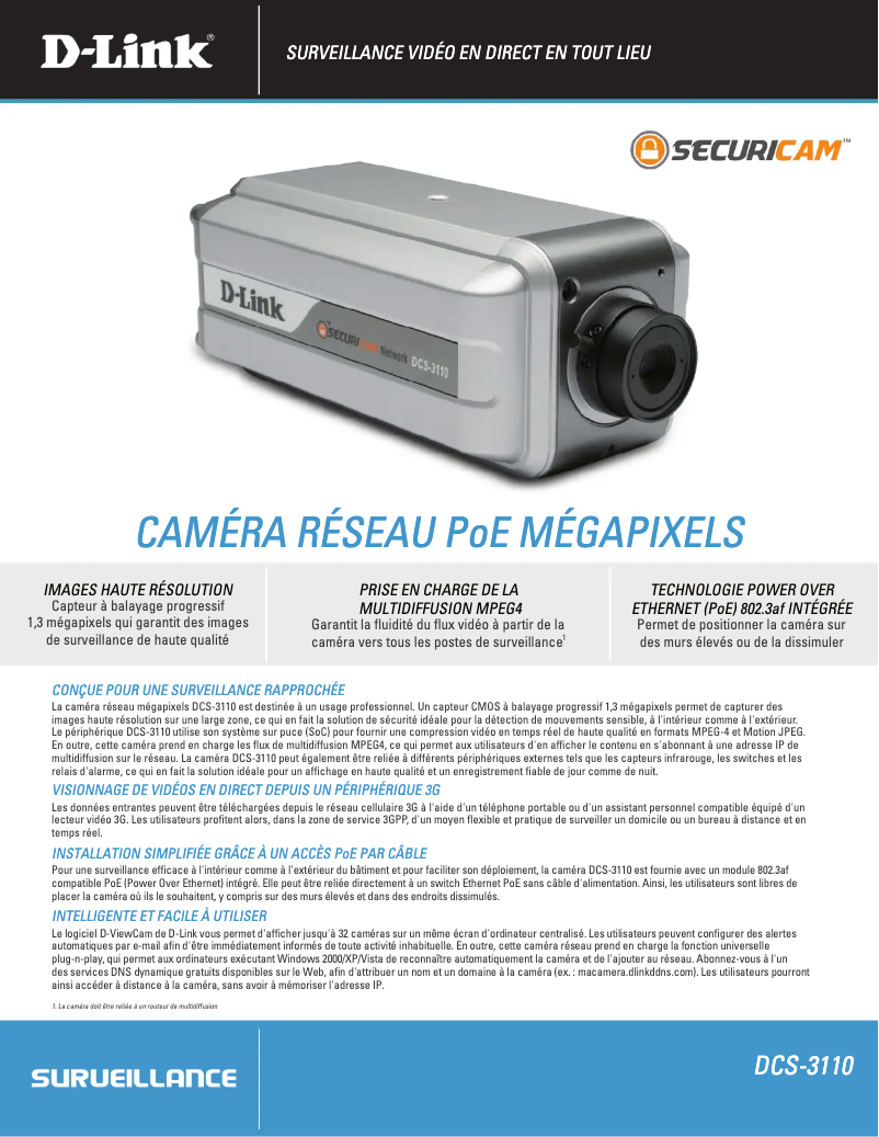 Image de la première page du manuel de l'appareil DCS-3110