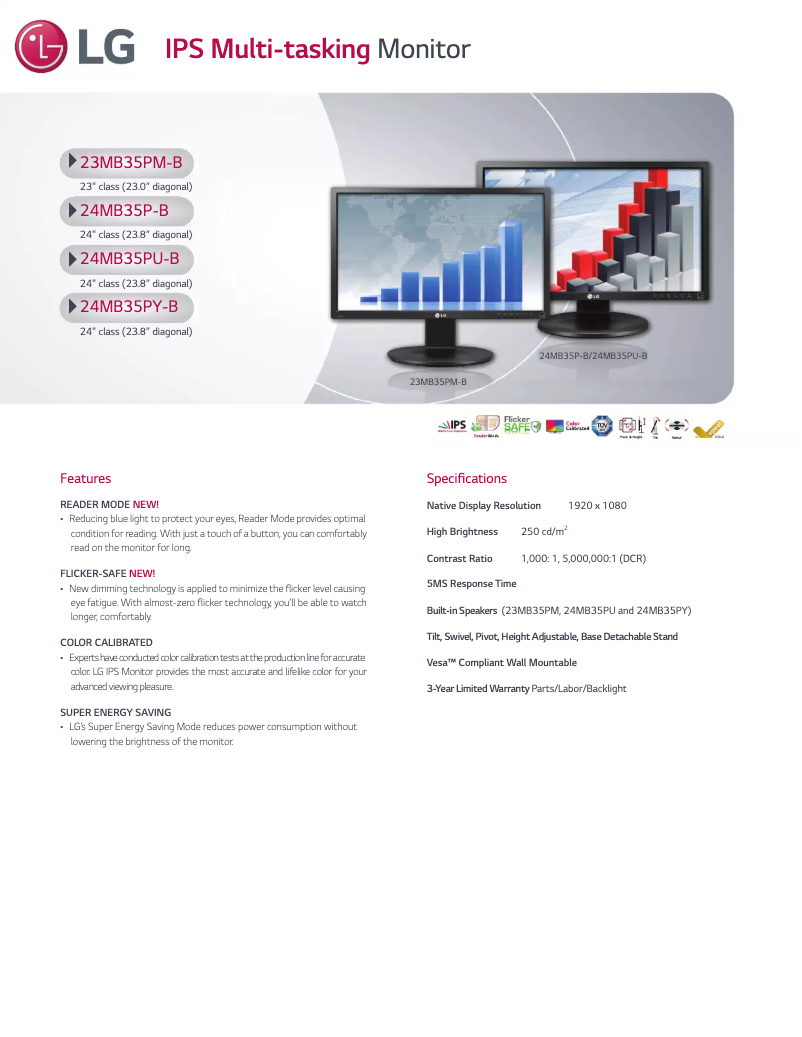 Página 1 del manual Ficha técnica LG 24MB35PU-B