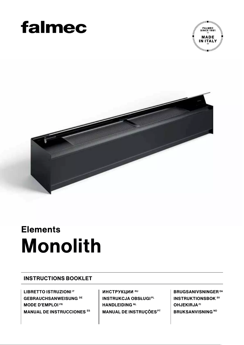 Page 1 de la notice Manuel utilisateur Falmec Monolith