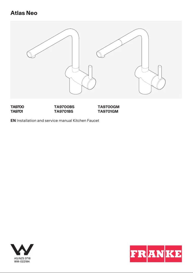Page n°1 - Manuel utilisateur Franke Atlas Neo TA9101