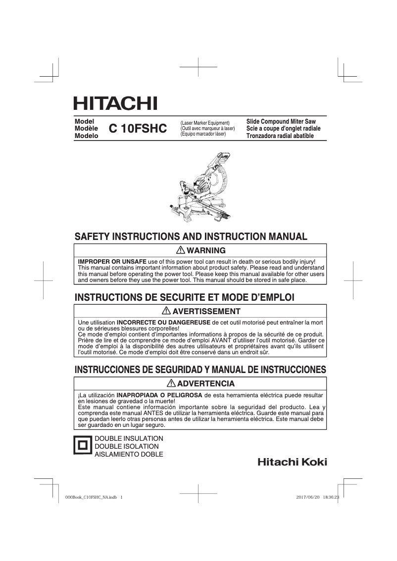 Page 1 de la notice Manuel utilisateur Hitachi C 10FSHC