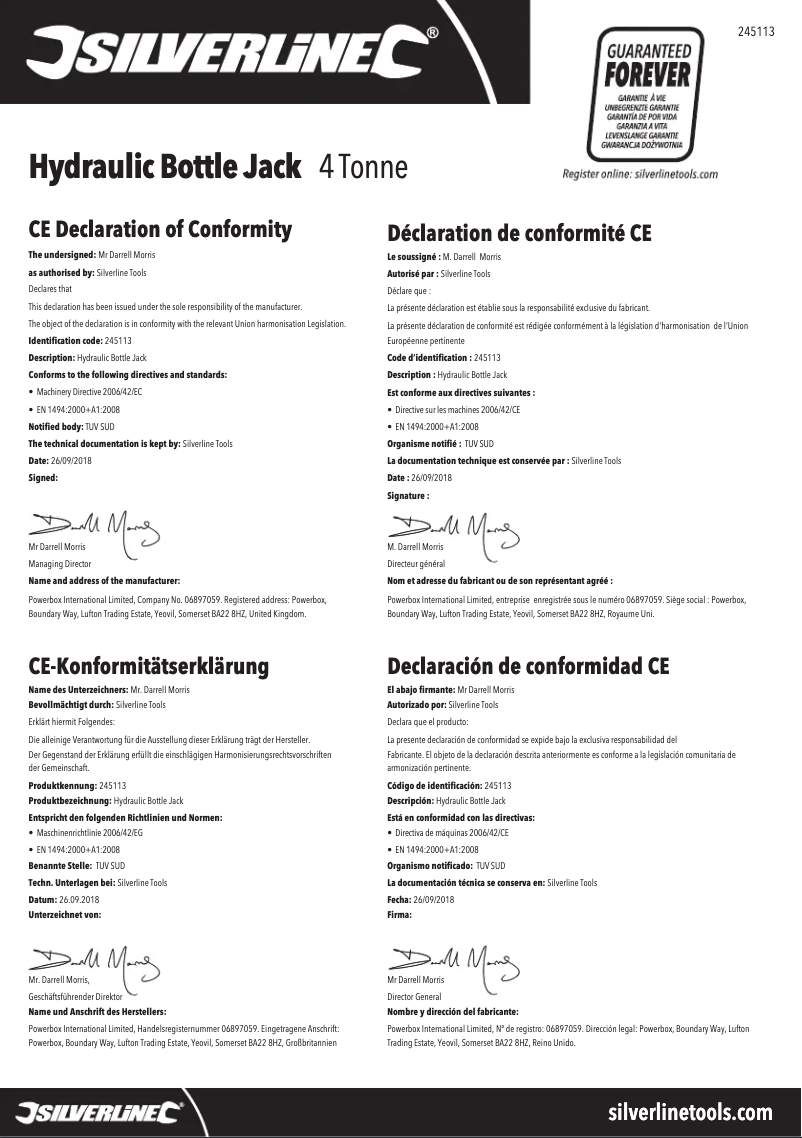 Page n°1 - Manuel utilisateur Silverline 245113