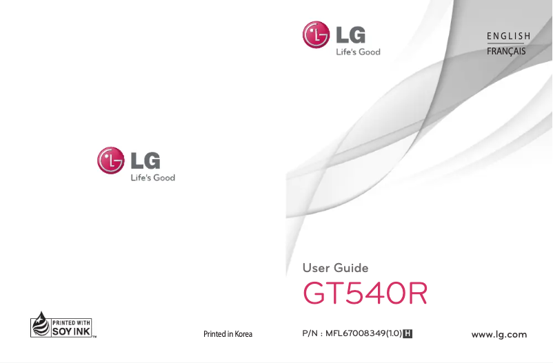 Page n°1 - Manuel utilisateur LG GT540R