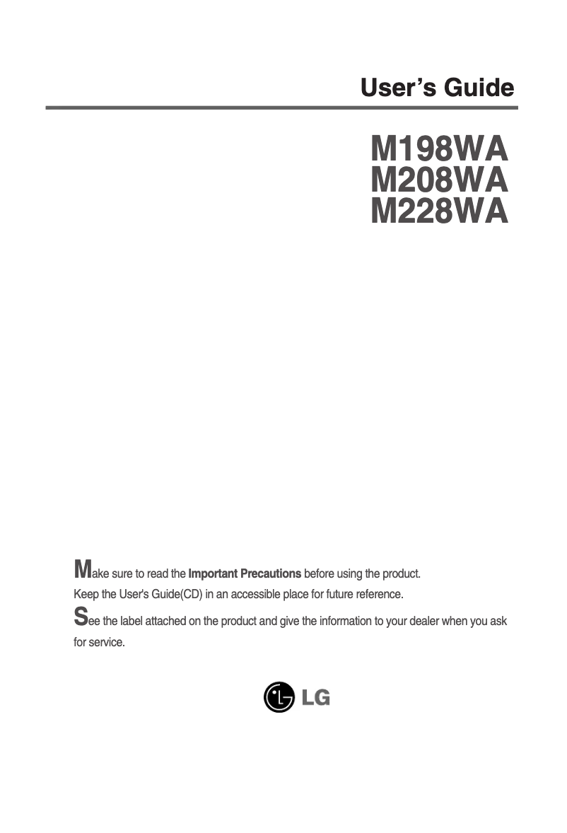 Page n°1 - Manuel utilisateur LG M208WA