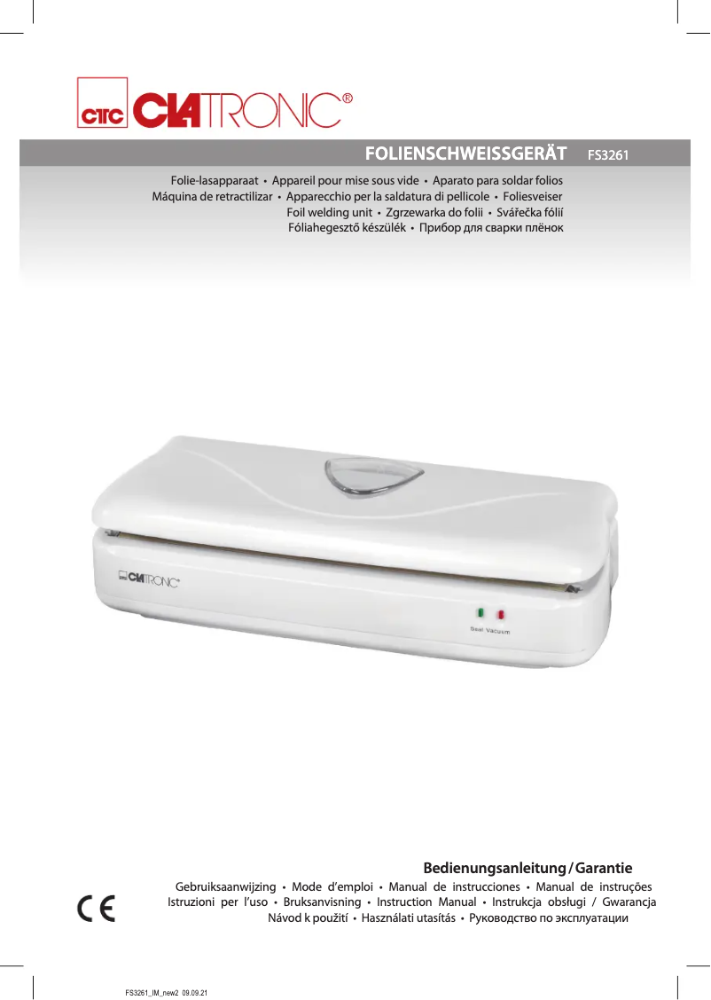 Page 1 de la notice Manuel utilisateur Clatronic FS 3261