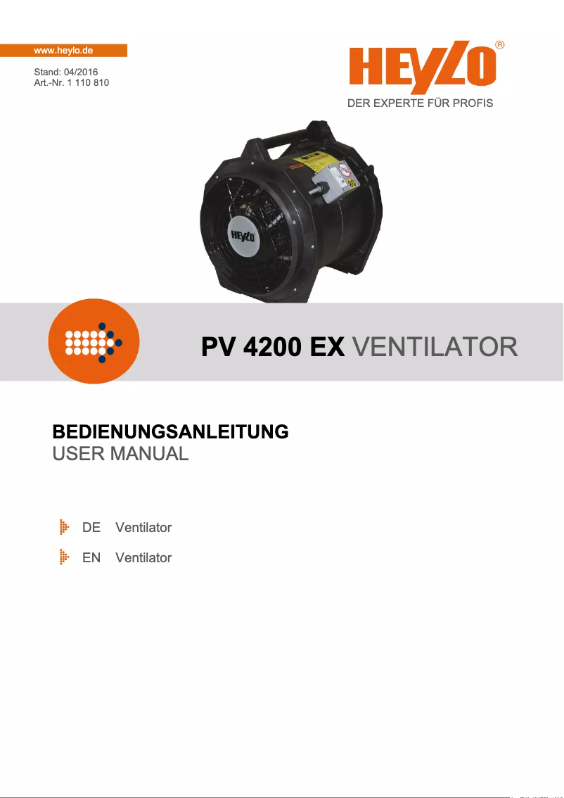 Page n°1 - Manuel utilisateur Heylo PowerVent 4200 EX