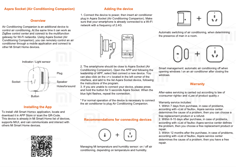 Page 1 de la notice Manuel utilisateur Xiaomi Aqara