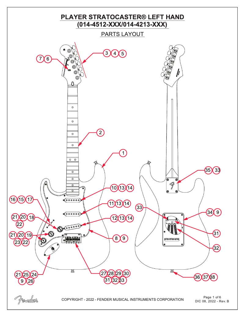 Page n°1 - Manuel utilisateur Fender Player Stratocaster Left-Handed