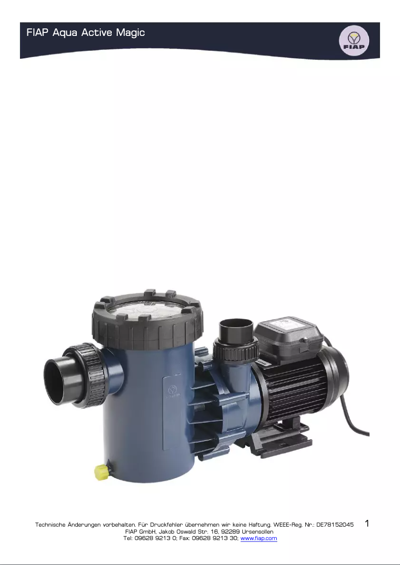 Page 1 of the manual User Manual Fiap Aqua Active Magic 23.000