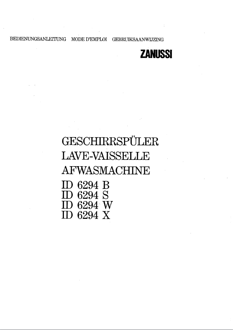 Page 1 de la notice Manuel utilisateur Zanussi ID6294B