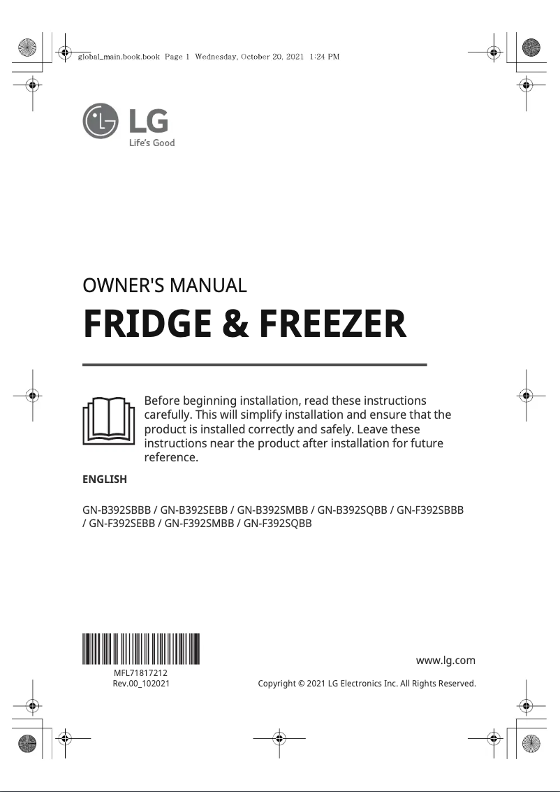 Page 1 de la notice Manuel utilisateur LG GN-F392SMBB