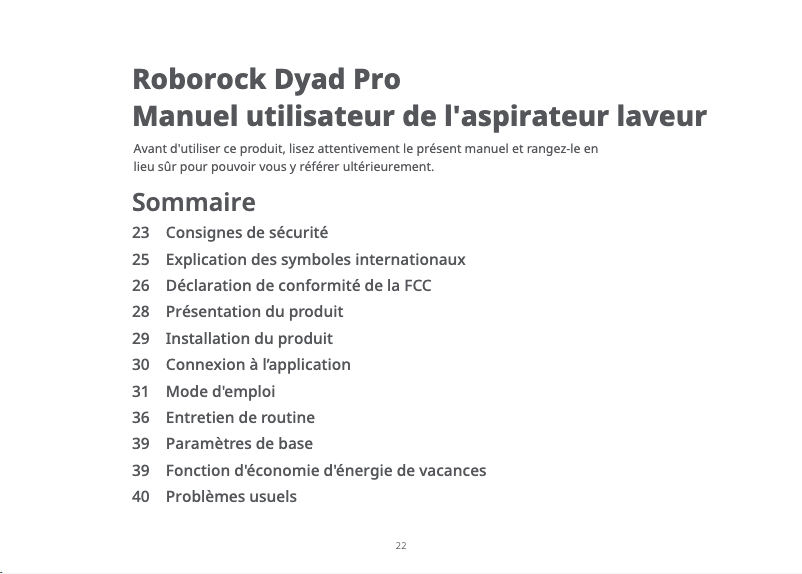 Image de la première page du manuel de l'appareil Dyad Pro