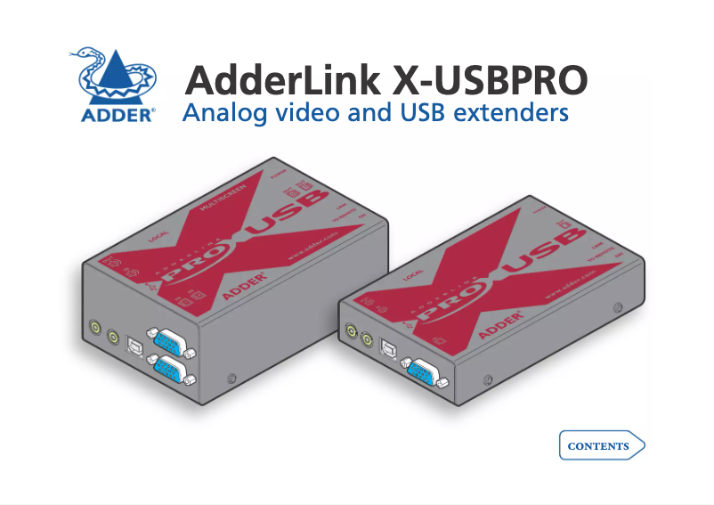 Page 1 de la notice Manuel utilisateur Adder AdderLink X-USBPRO