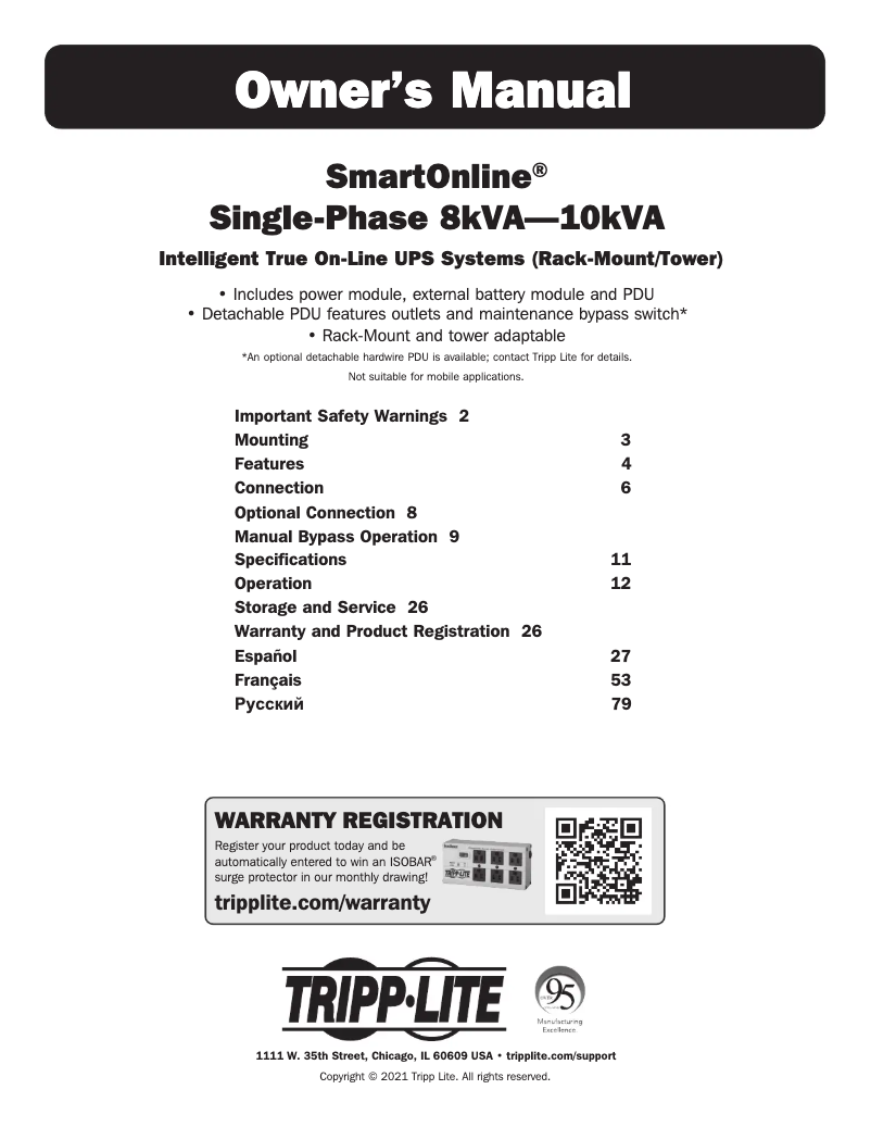 Página 1 del manual Manual de usuario Tripp Lite SU8000RT3UPM