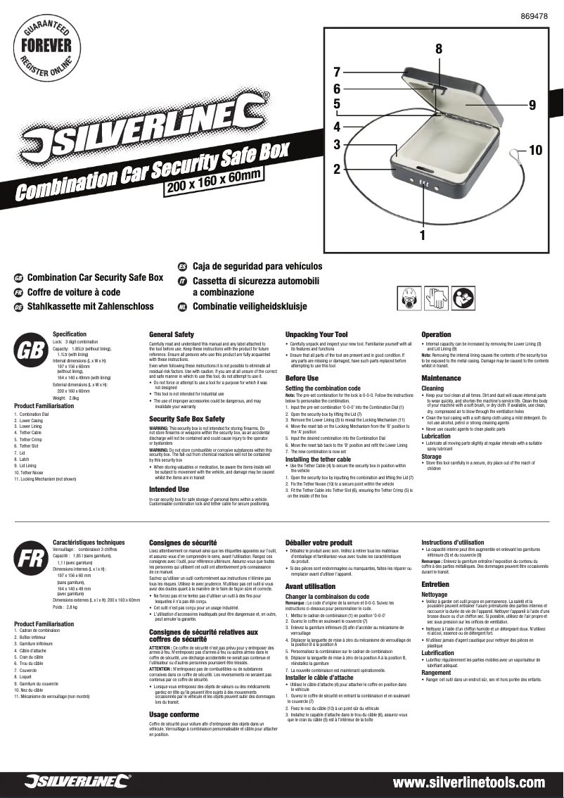 Page 1 de la notice Manuel utilisateur Silverline 869478