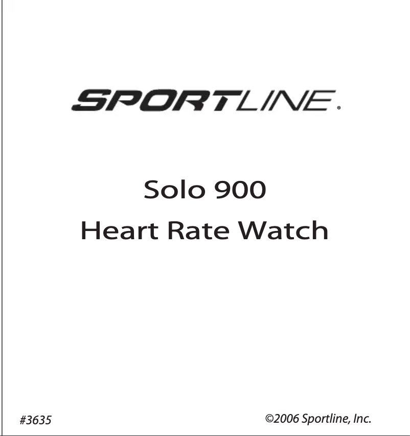 Page n°1 - Manuel utilisateur Sportline Solo 900