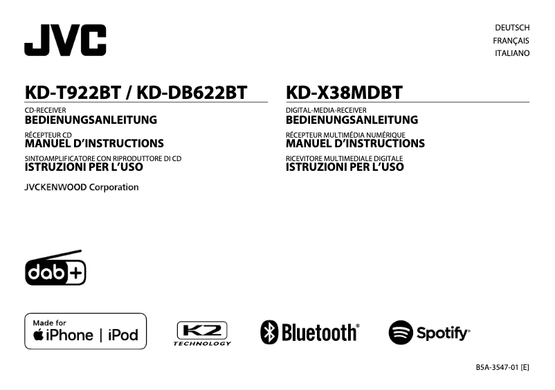 Page n°1 - Manuel utilisateur JVC KD-T922BT