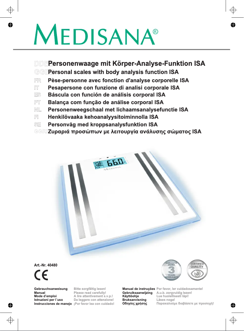 Page n°1 - Manuel utilisateur Medisana ISA 40480